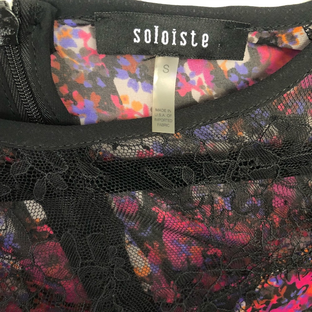SOLOISTE Floral Lace Mini Dress Small - Picture 5 of 5